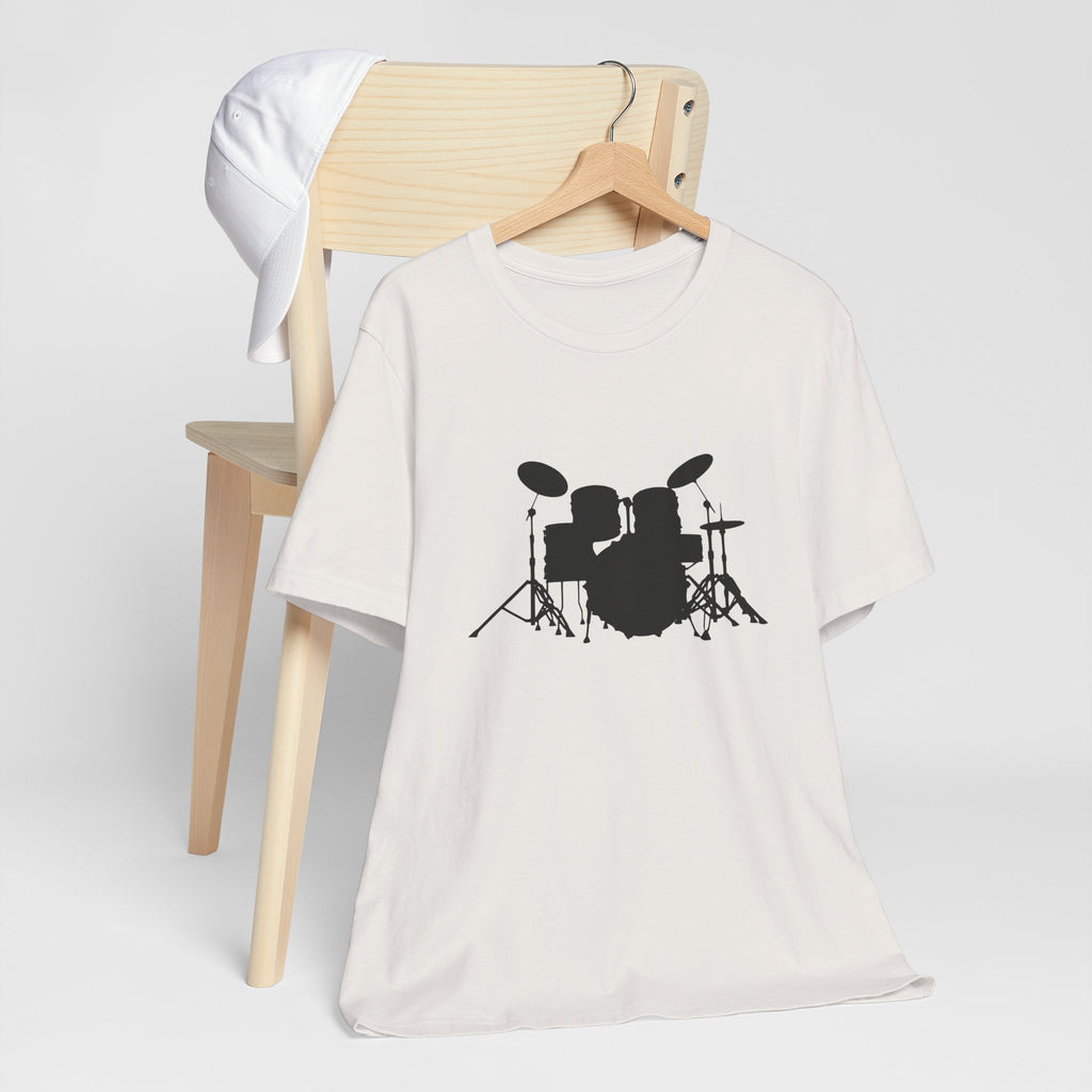 Drum Kit Silhouette Tee — Minimalist Drummer T‑Shirt for Musicians & Fans