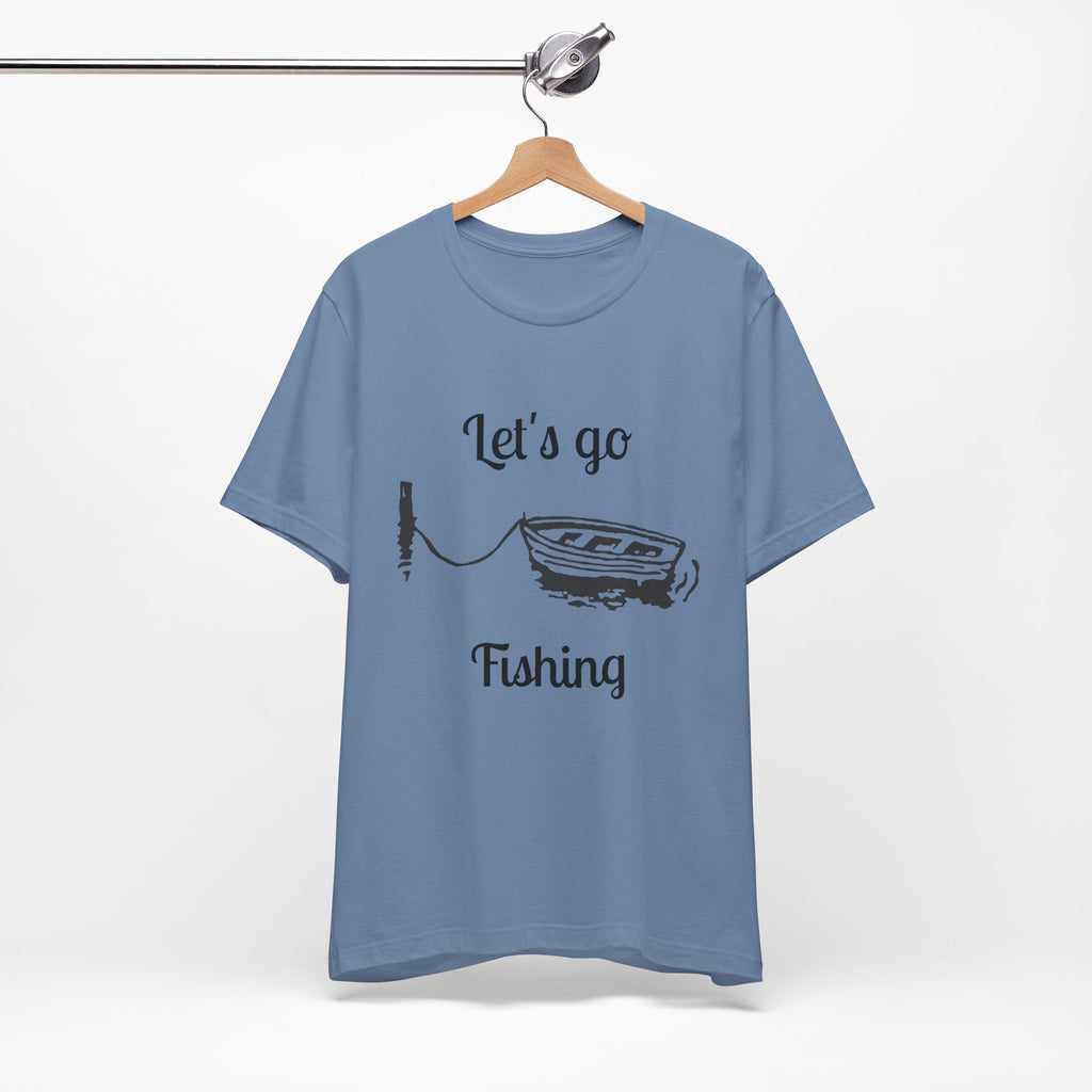 Let's Go Fishing T-Shirt – Boat & Rod Graphic Tee for Anglers