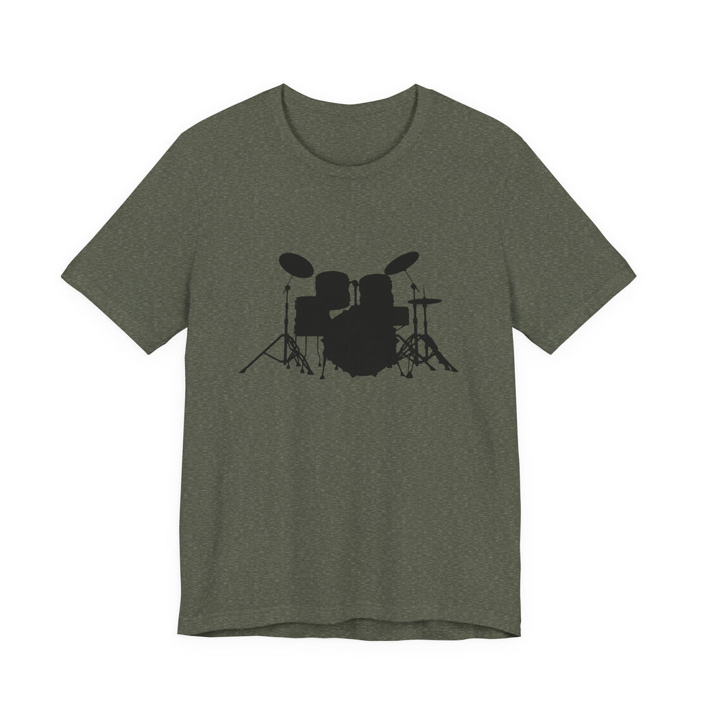Drum Kit Silhouette Tee — Minimalist Drummer T‑Shirt for Musicians & Fans