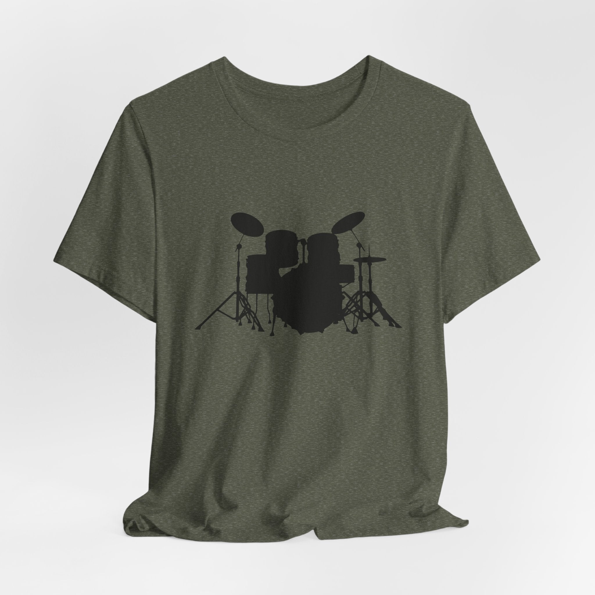 Drum Kit Silhouette Tee — Minimalist Drummer T‑Shirt for Musicians & Fans