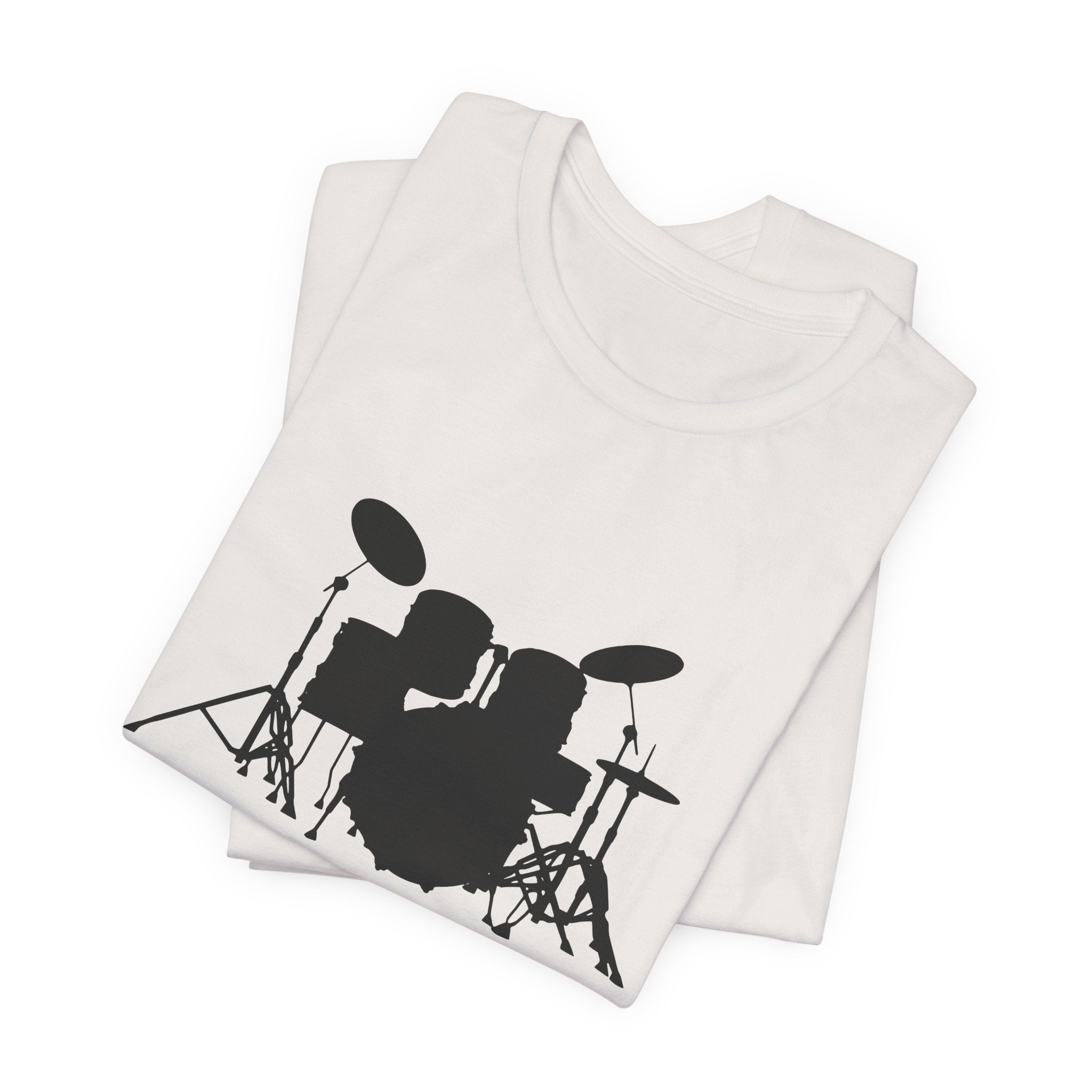 Drum Kit Silhouette Tee — Minimalist Drummer T‑Shirt for Musicians & Fans