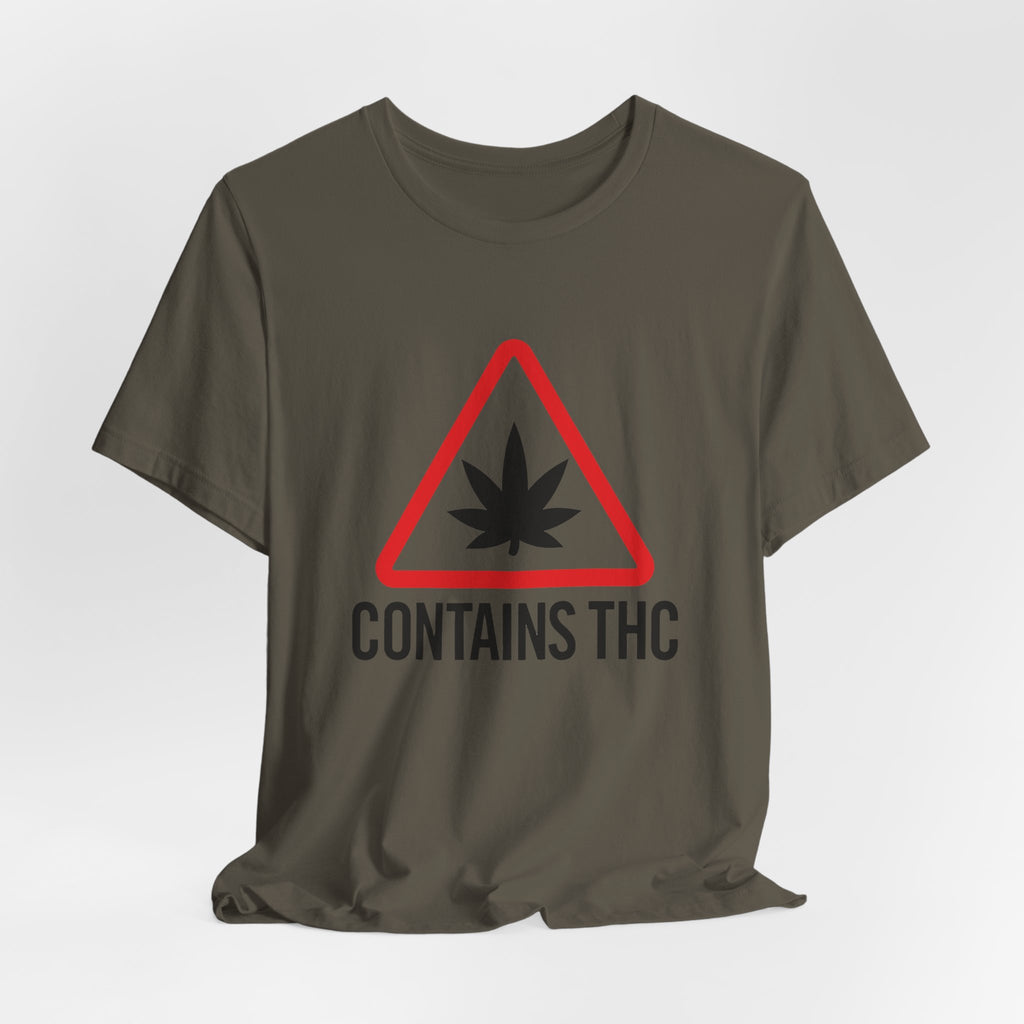 Contains THC T‑Shirt — Cannabis Warning Logo Tee