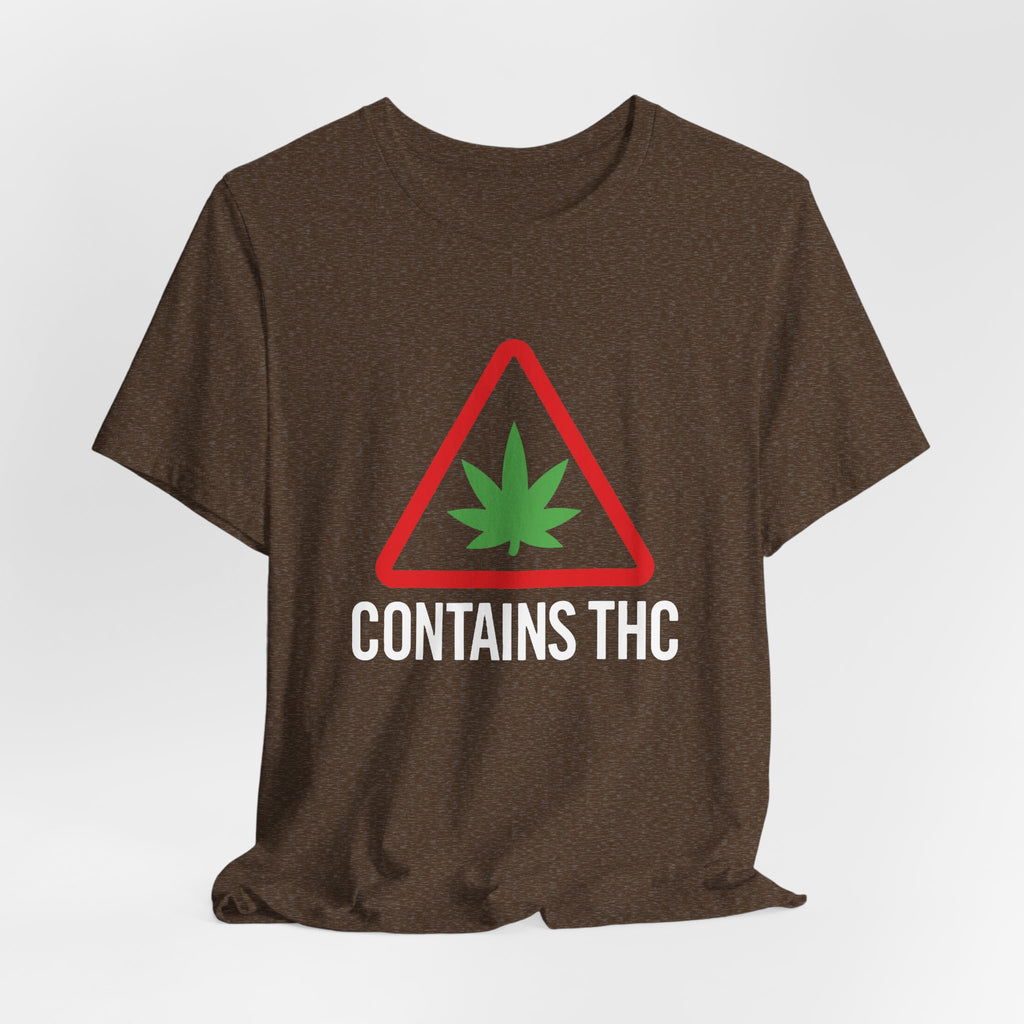Contains THC T‑Shirt — Cannabis Warning Logo Tee