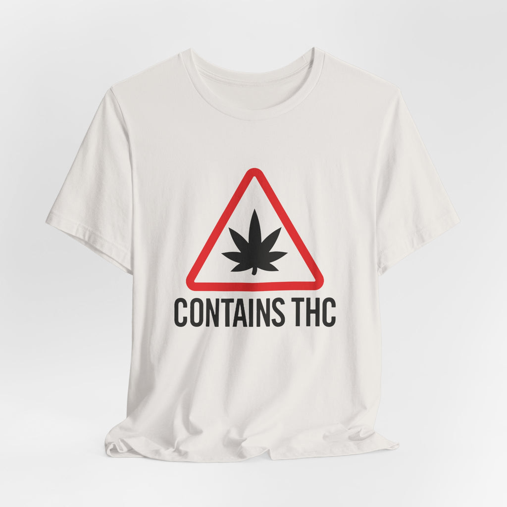Contains THC T‑Shirt — Cannabis Warning Logo Tee