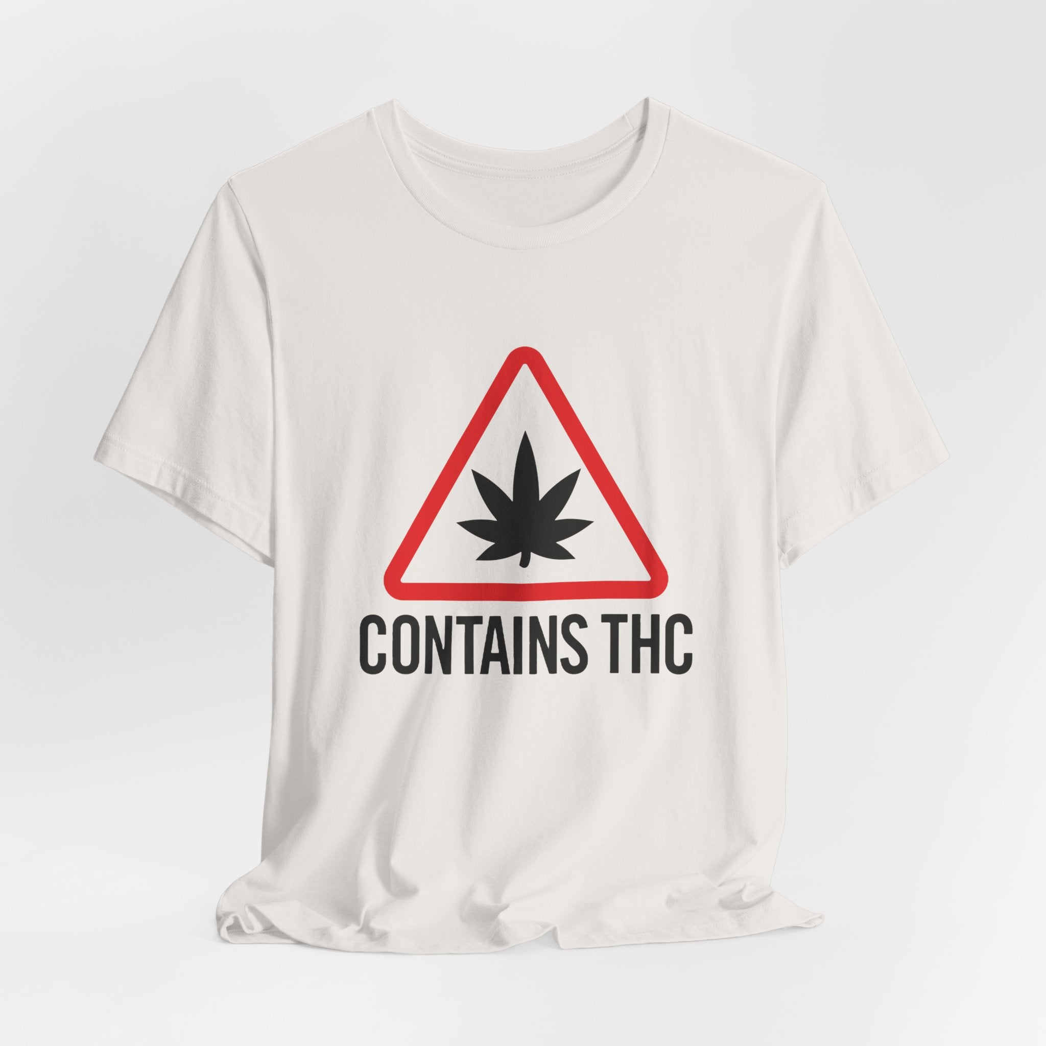 Contains THC T‑Shirt — Cannabis Warning Logo Tee