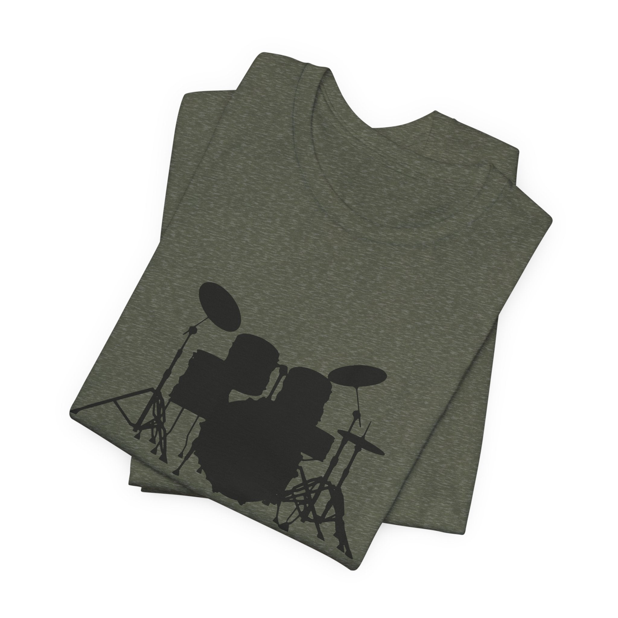Drum Kit Silhouette Tee — Minimalist Drummer T‑Shirt for Musicians & Fans