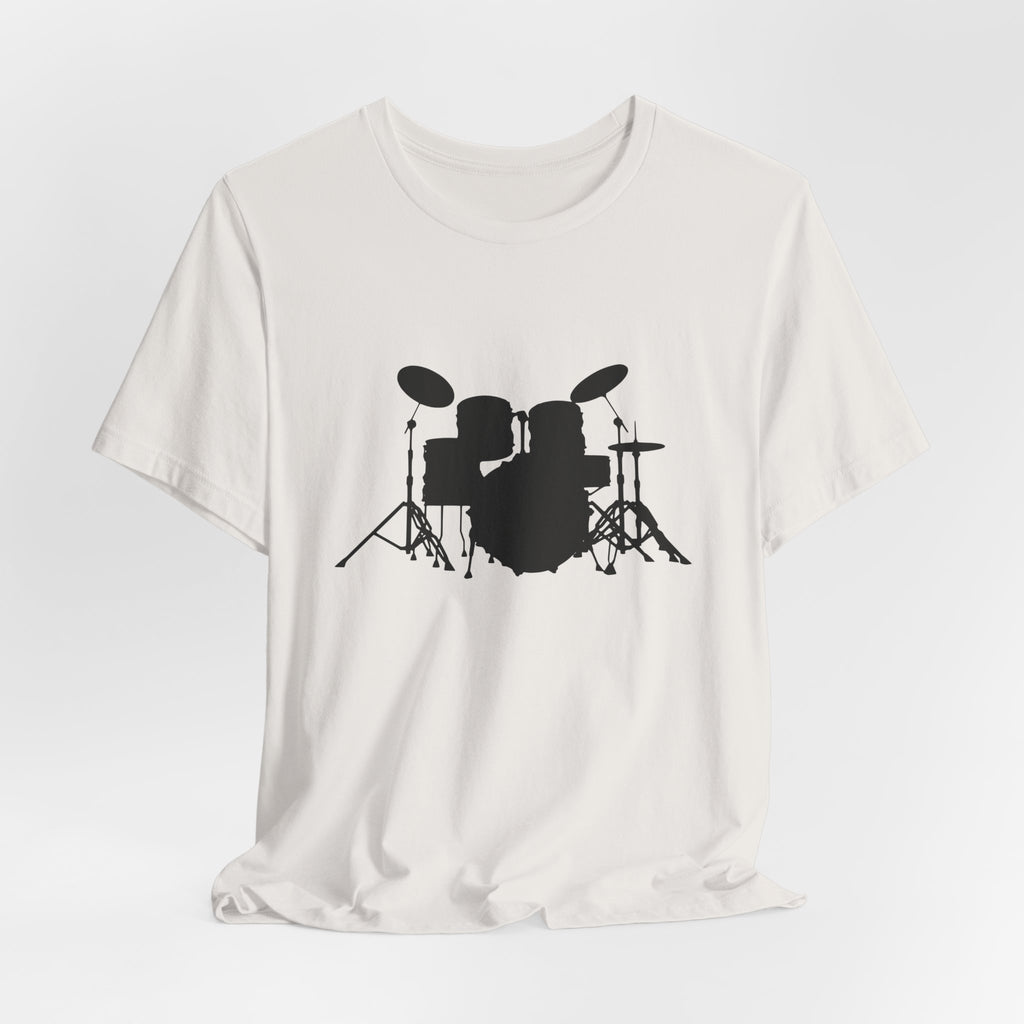 Drum Kit Silhouette Tee — Minimalist Drummer T‑Shirt for Musicians & Fans