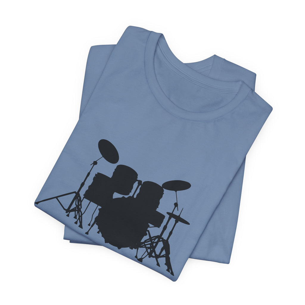 Drum Kit Silhouette Tee — Minimalist Drummer T‑Shirt for Musicians & Fans