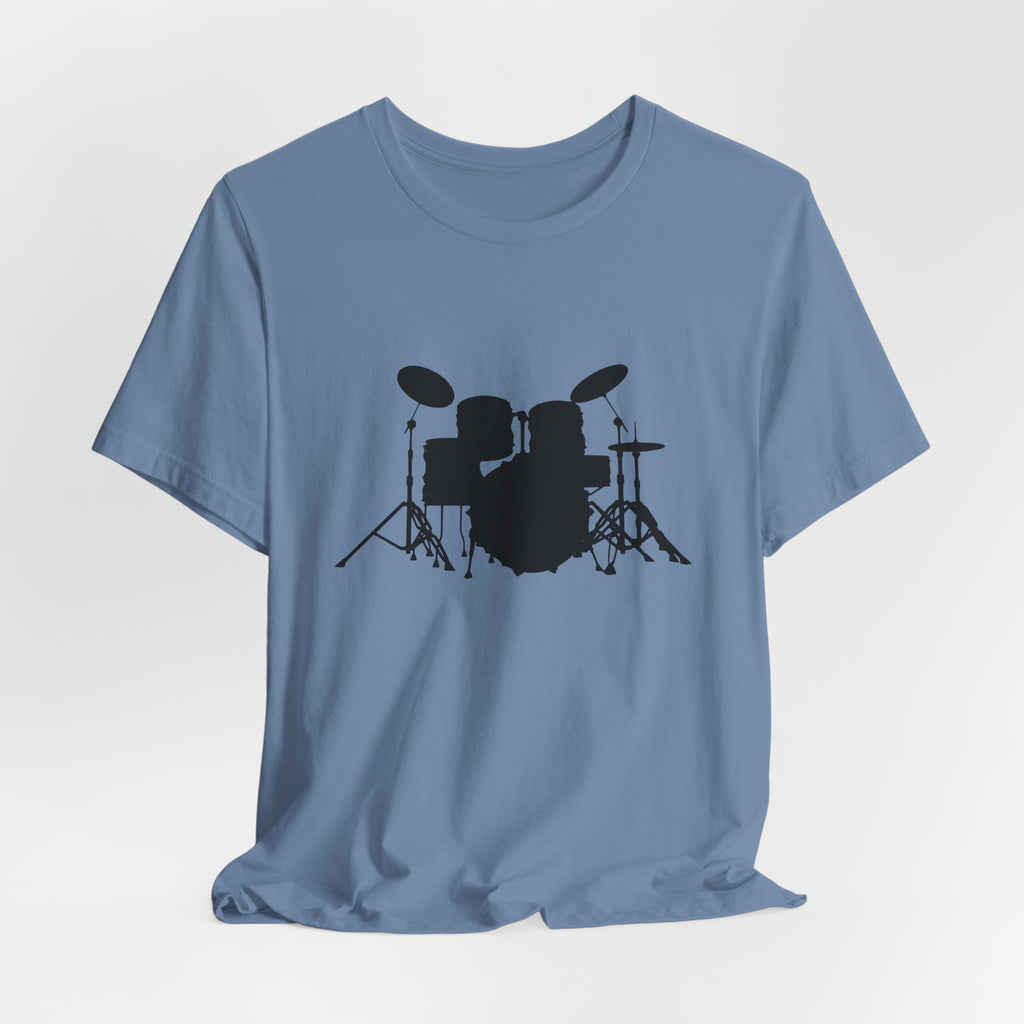 Drum Kit Silhouette Tee — Minimalist Drummer T‑Shirt for Musicians & Fans