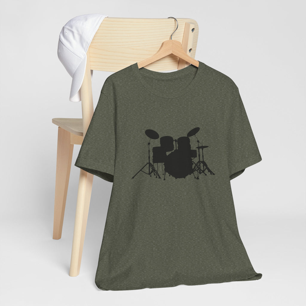 Drum Kit Silhouette Tee — Minimalist Drummer T‑Shirt for Musicians & Fans