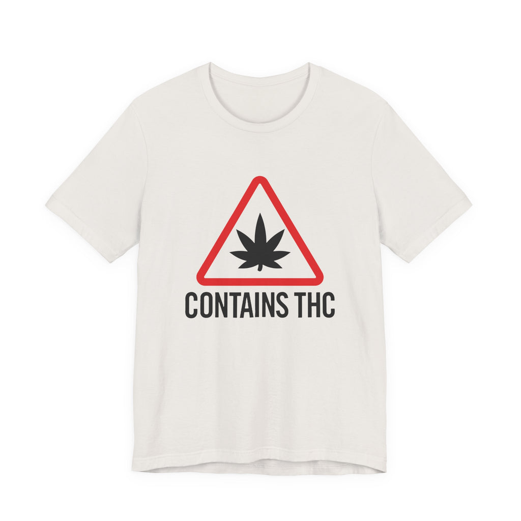 Contains THC T‑Shirt — Cannabis Warning Logo Tee