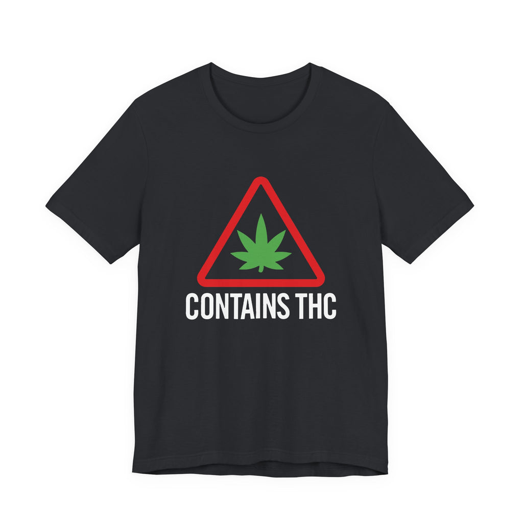 Contains THC T‑Shirt — Cannabis Warning Logo Tee