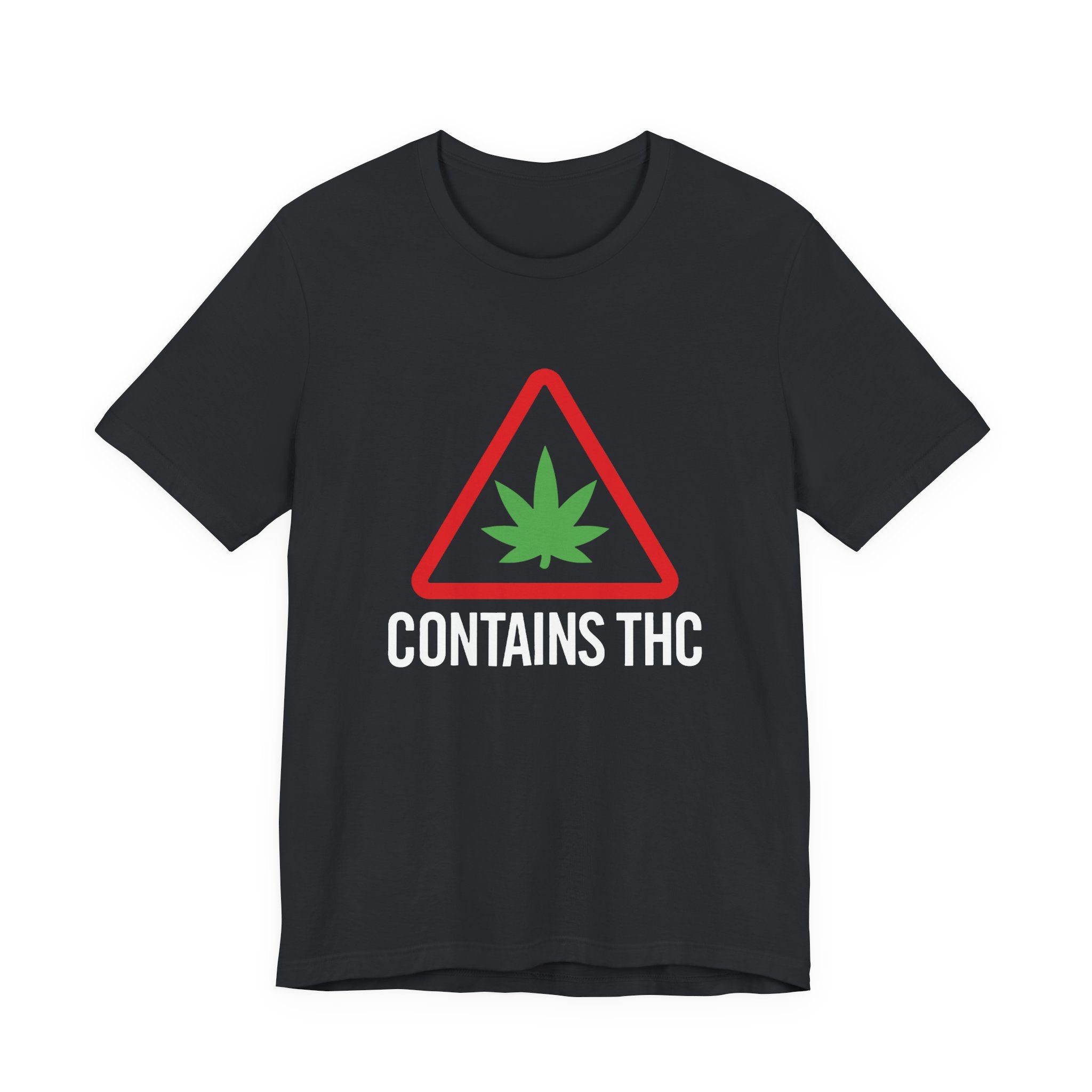Contains THC T‑Shirt — Cannabis Warning Logo Tee