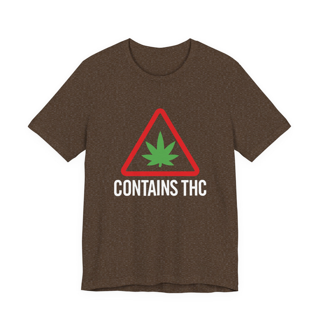 Contains THC T‑Shirt — Cannabis Warning Logo Tee