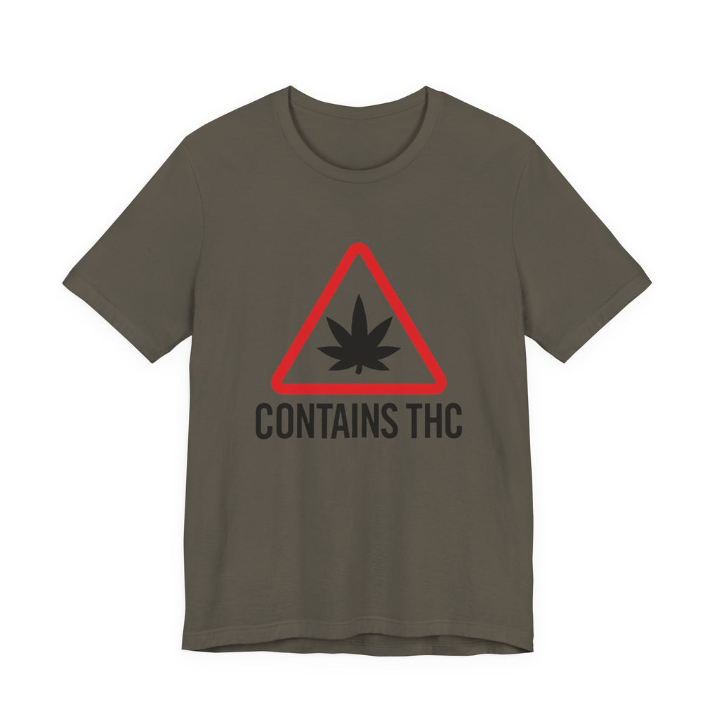 Contains THC T‑Shirt — Cannabis Warning Logo Tee