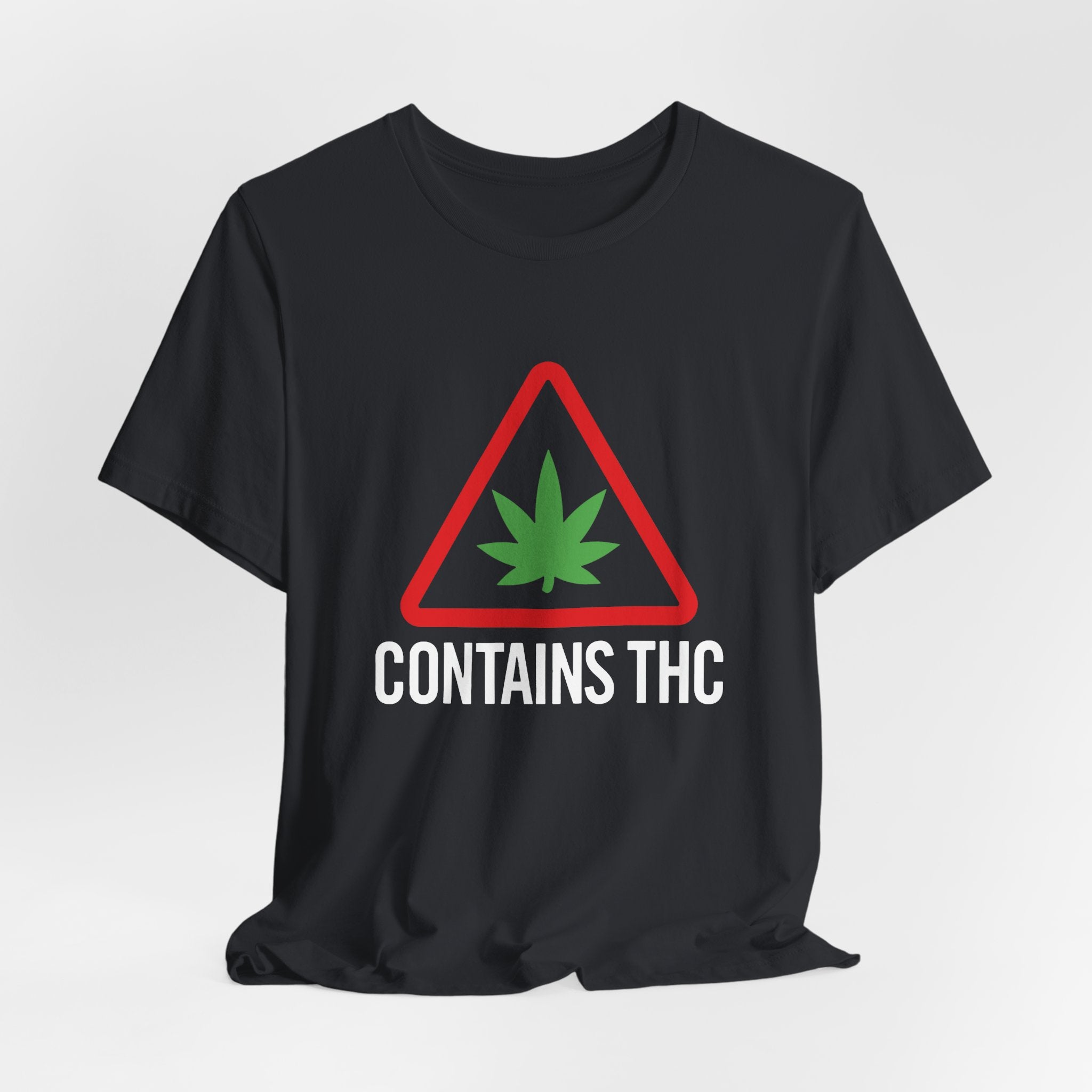Contains THC T‑Shirt — Cannabis Warning Logo Tee