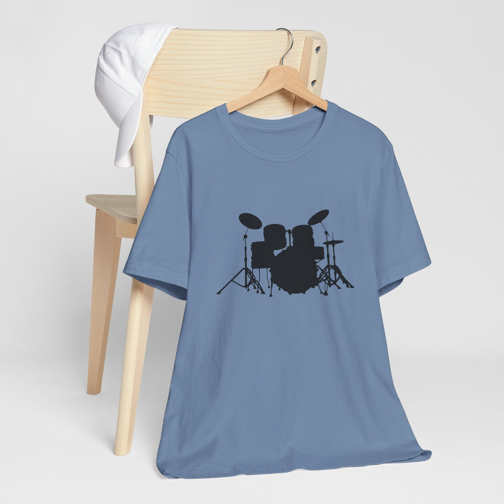 Drum Kit Silhouette Tee — Minimalist Drummer T‑Shirt for Musicians & Fans